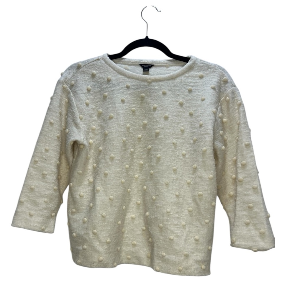 Cream Textured Sweater Ann Taylor wool blend - XS PETITE